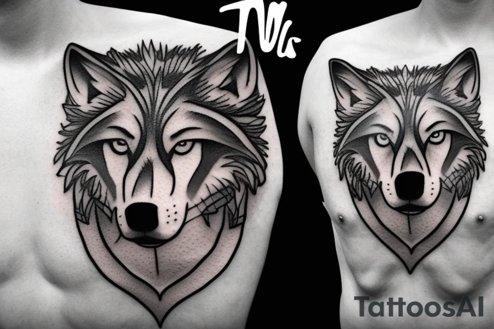 Wolf with cross tattoo idea