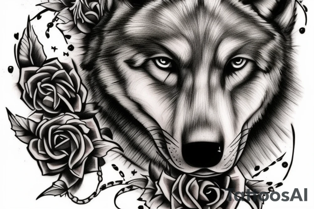 Wolf Christian cross tattoo idea
