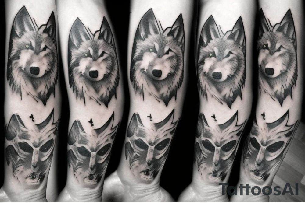 Wolf Christian cross tattoo idea