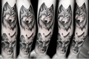 Wolf Christian cross tattoo idea