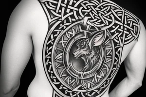 Wolf Celtic Cross tattoo idea