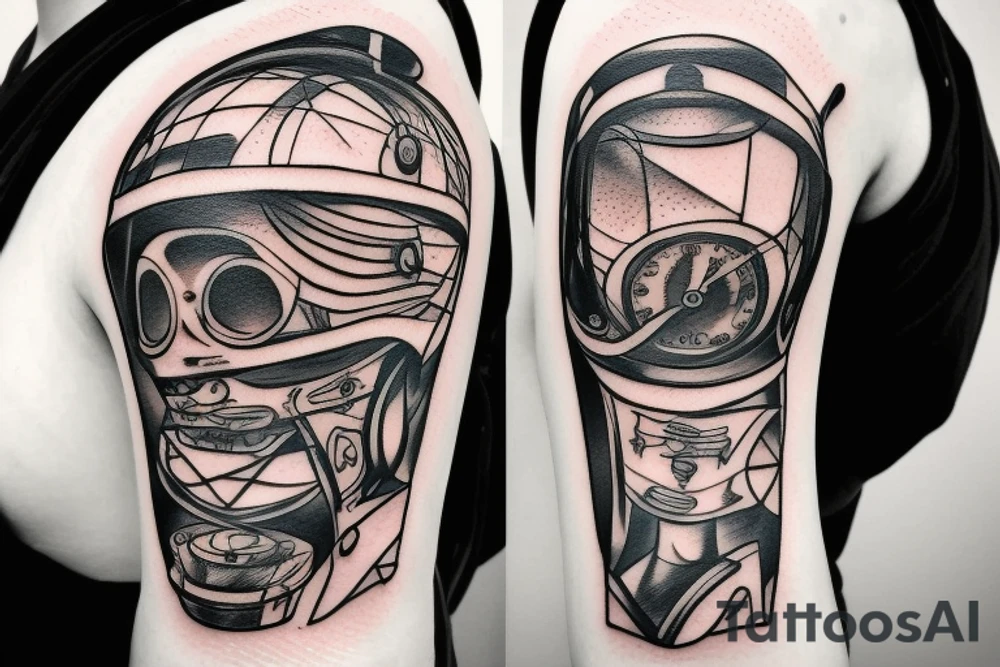 hourglass with bike helmet in it tattoo idea