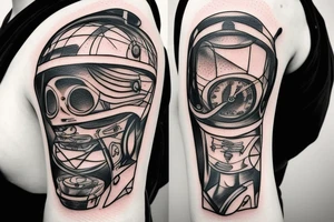 hourglass with bike helmet in it tattoo idea