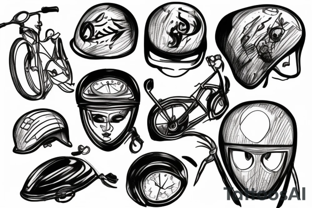 hourglass with bike helmet in it tattoo idea