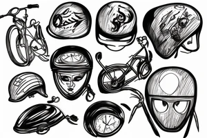 hourglass with bike helmet in it tattoo idea
