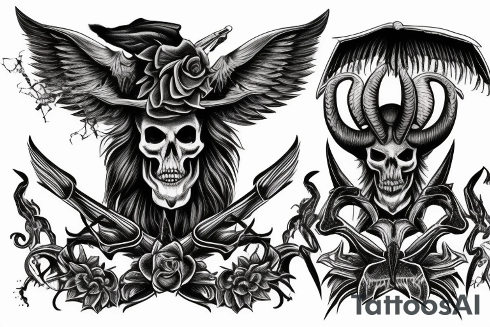 Baphomet skeleton dark Satan goth tattoo idea