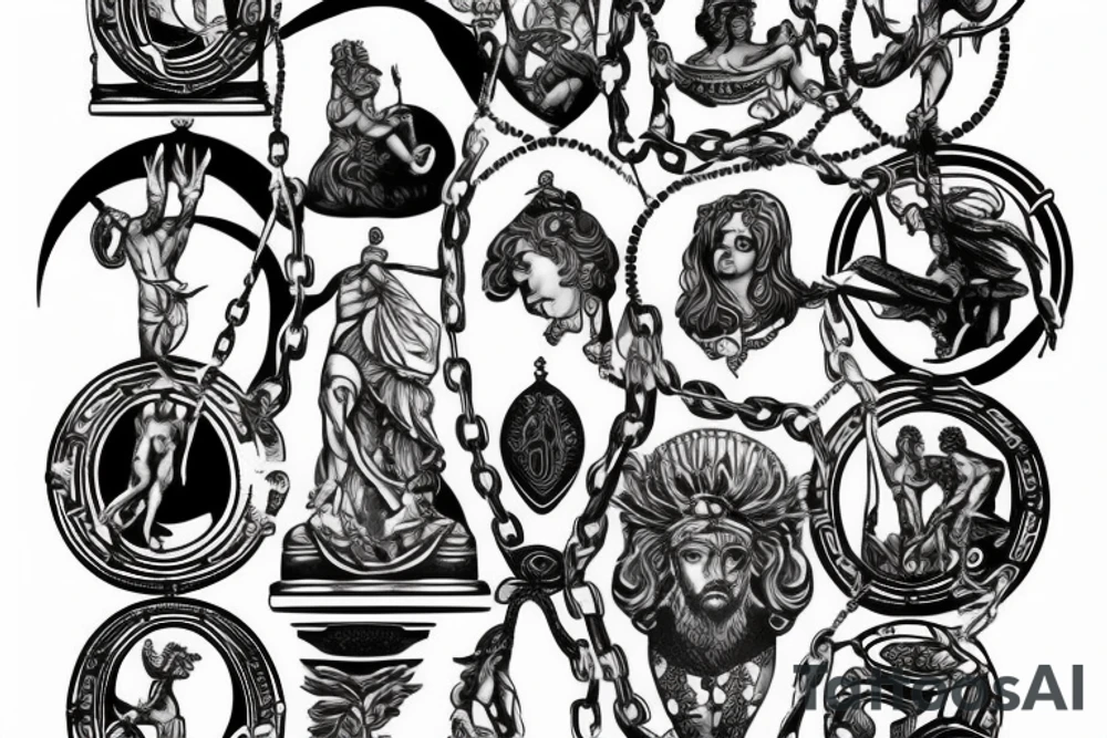 greek god with chains tattoo idea