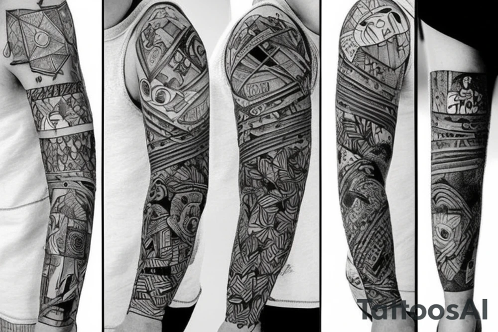 Patchwork style tattoos representing mental health tattoo idea Patchwork style tattoos representing mental health tattoo idea