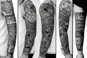 Patchwork style tattoos representing mental health tattoo idea