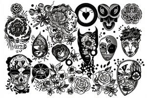 Patchwork style tattoos representing mental health tattoo idea
