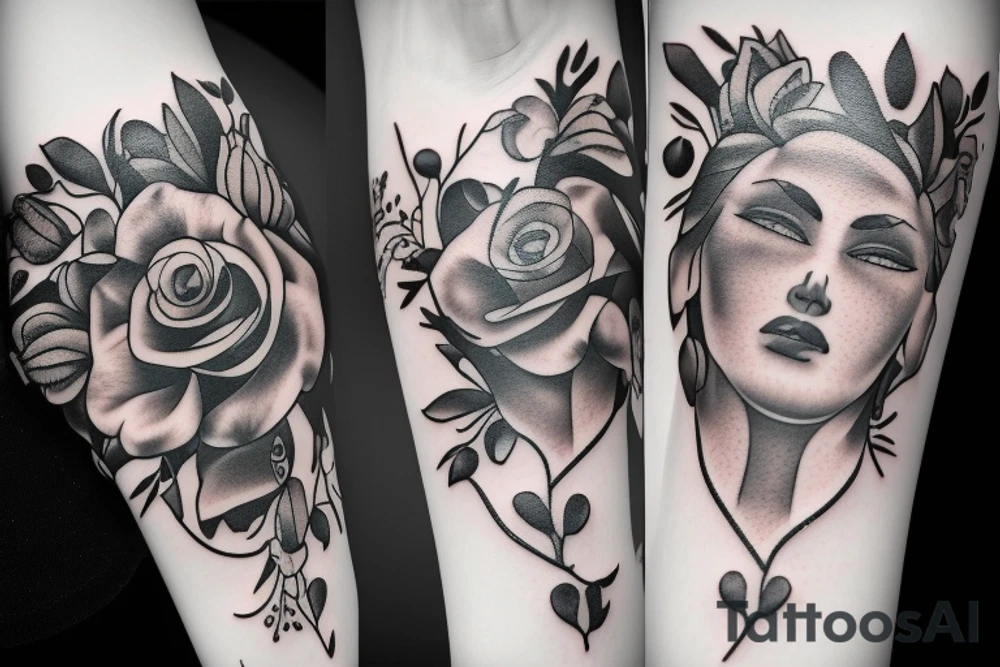 Realistisches Herz mit Rosen tattoo idea