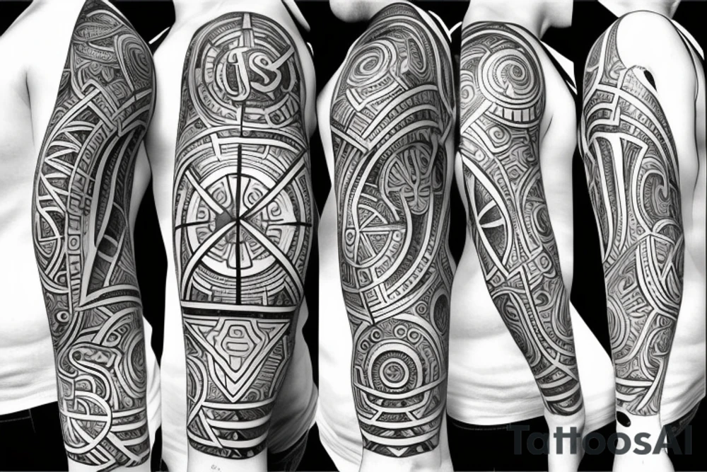 Futuristic tattoo with the initials AJ tattoo idea