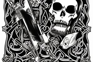 AK47, "Death Before Dishonor" on top, Ace of spades playing card, Grim reaper, shading tattoo idea