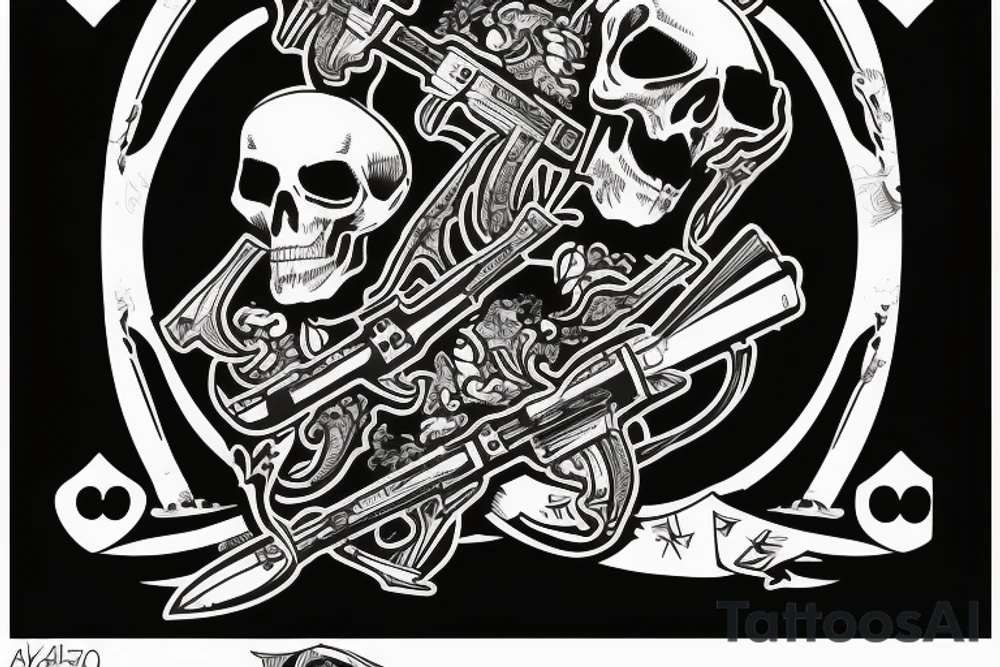 AK47, "Death Before Dishonor" on top, Ace of spades playing card, Grim reaper, shading tattoo idea