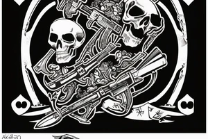AK47, "Death Before Dishonor" on top, Ace of spades playing card, Grim reaper, shading tattoo idea