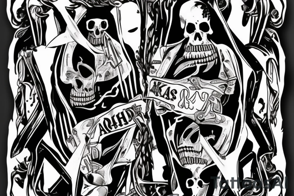 AK47, "Death Before Dishonor" on top, Ace of spades playing card, Grim reaper, shading tattoo idea