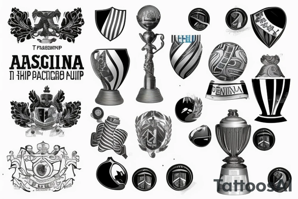 Argentina's Flag under the Fifa Cup Trophy tattoo idea