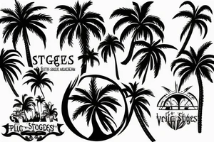 The church of Sitges surrounded by palm trees tattoo idea