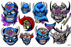 Blue Demon tweaking estimulants tattoo idea