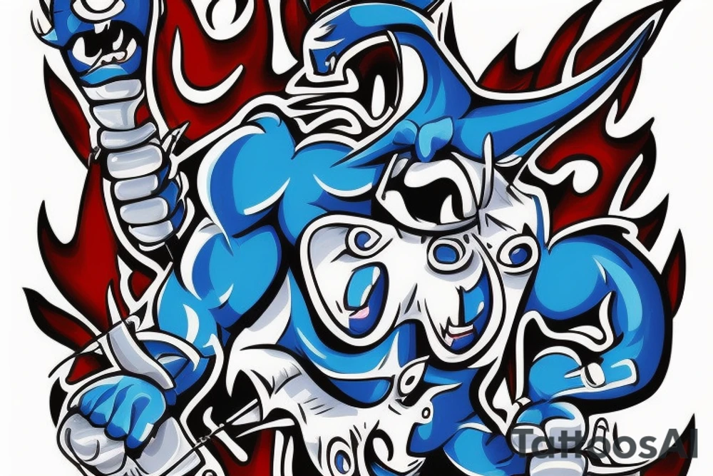 Blue Demon tweaking estimulants tattoo idea