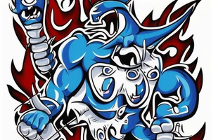 Blue Demon tweaking estimulants tattoo idea
