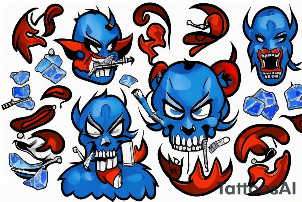 Blue Demon smoking crystal meth tattoo idea