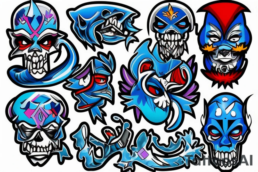 Blue Demon smoking crystal meth tattoo idea