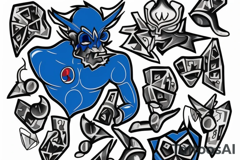 Blue Demon smoking crystal meth tattoo idea