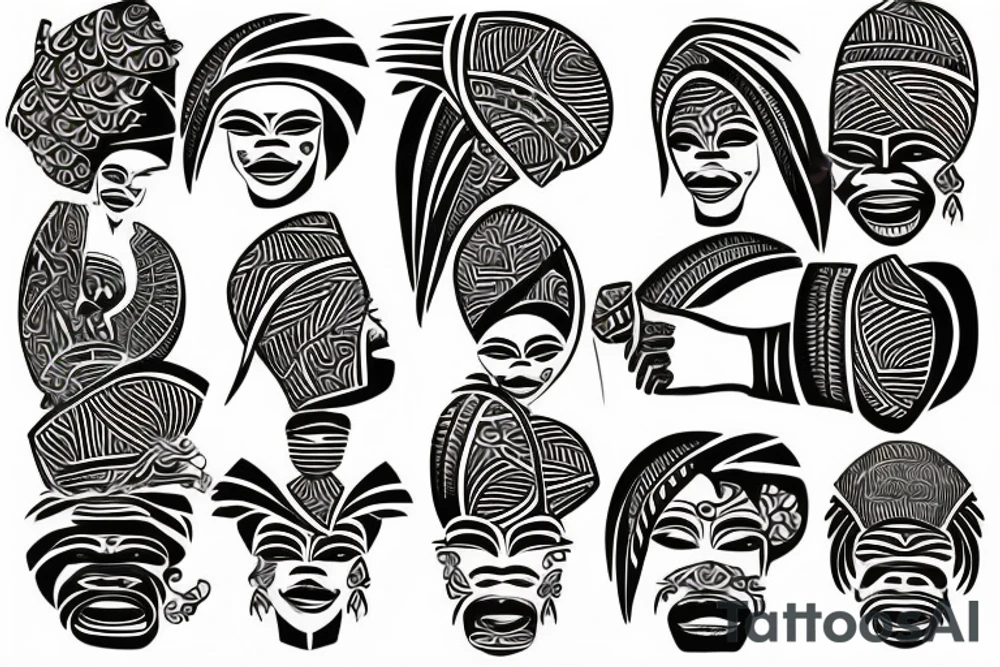 African Yoruba dieties Oshun, Ogun, Ochosi tattoo idea