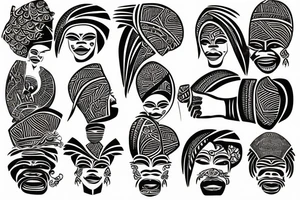 African Yoruba dieties Oshun, Ogun, Ochosi tattoo idea