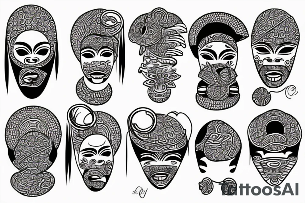 African Yoruba dieties Oshun, Ogun, Ochosi tattoo idea