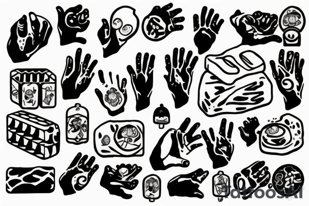 A hand holding a bar of soap with lather tattoo idea