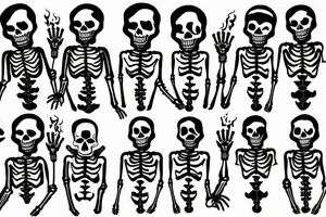 Skeletons holding hands on fire tattoo idea