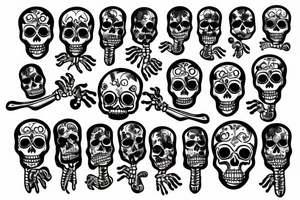 2 skeletons holding hands tattoo idea