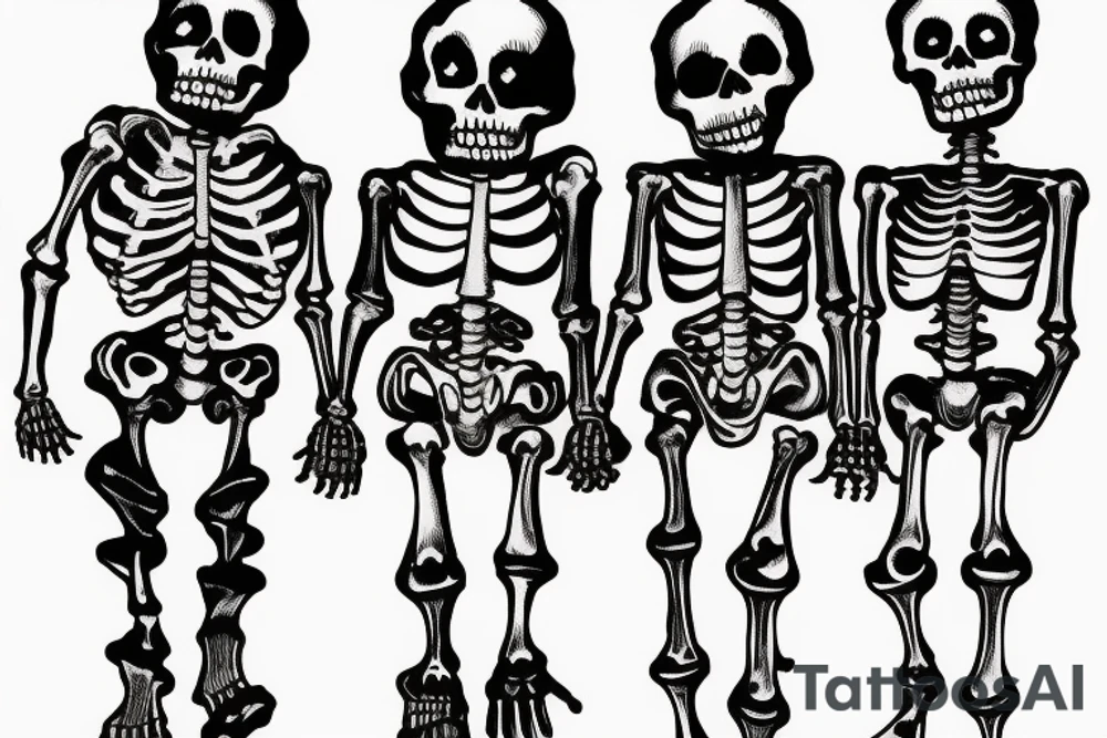 2 skeletons holding hands tattoo idea
