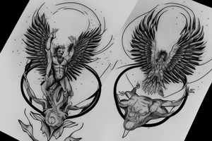 Motivation, masculine, green god, Icarus tattoo idea