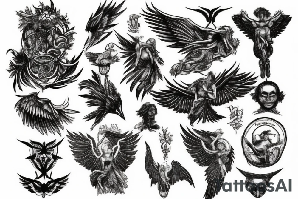 Motivation, masculine, green god, Icarus tattoo idea