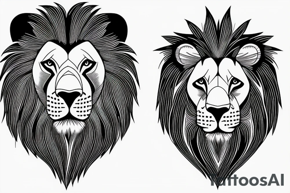 Lion in the wild being tamed by a man tattoo idea