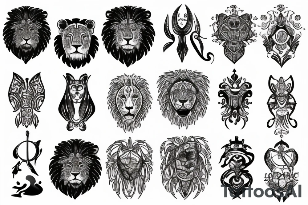 Astrological sign of cancer, lion and libra tattoo idea