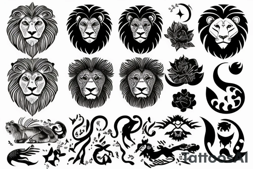 Astrological sign of cancer, lion and libra tattoo idea