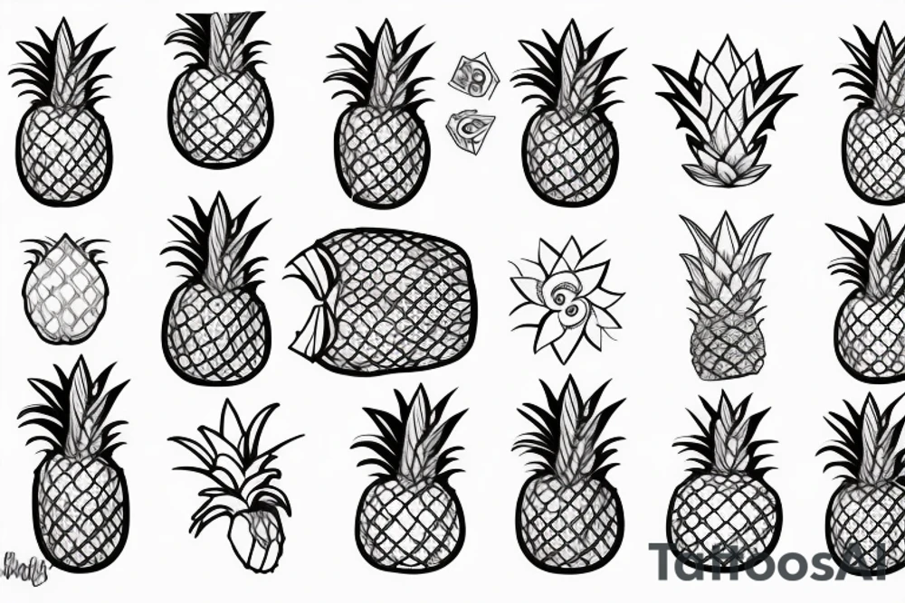 pineapple with halo tattoo idea