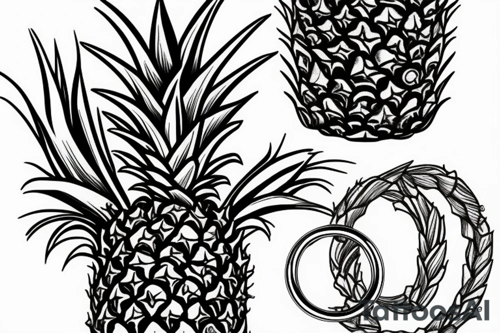 pineapple with halo ring on top tattoo idea