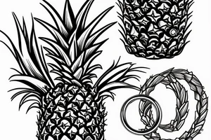 pineapple with halo ring on top tattoo idea