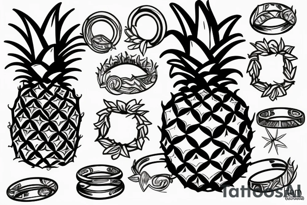 pineapple with halo ring on top tattoo idea