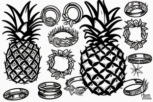 pineapple with halo ring on top tattoo idea