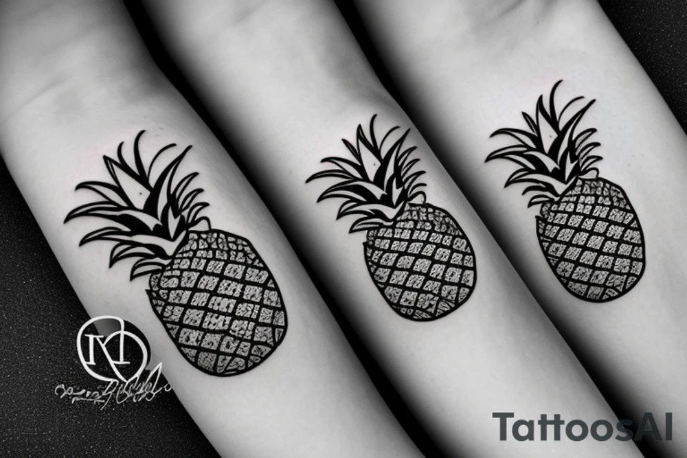 pineapple with halo ring on top tattoo idea