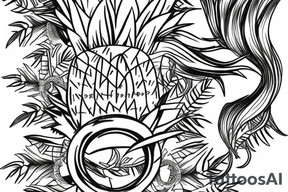 pineapple with halo ring on top tattoo idea