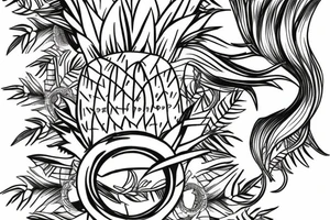 pineapple with halo ring on top tattoo idea
