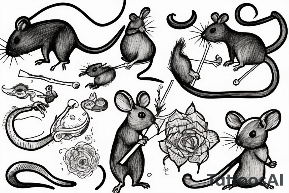 rat with a wanderer's stick tattoo idea