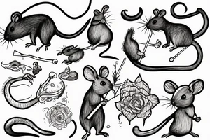 rat with a wanderer's stick tattoo idea
